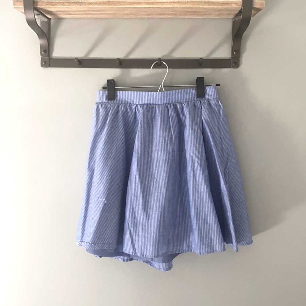 Fit & Flare Light Blue white stripe mini skirt.